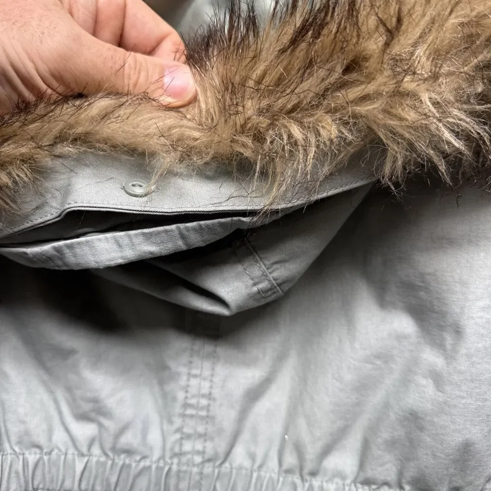 Gap Kids Sherpa-Lined Utility Parka Small‎ Sage Faux Fur Jacket Hooded Insulated